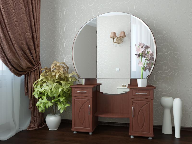 Infusione stilistica di una specchiera con uno specchio nella camera da letto