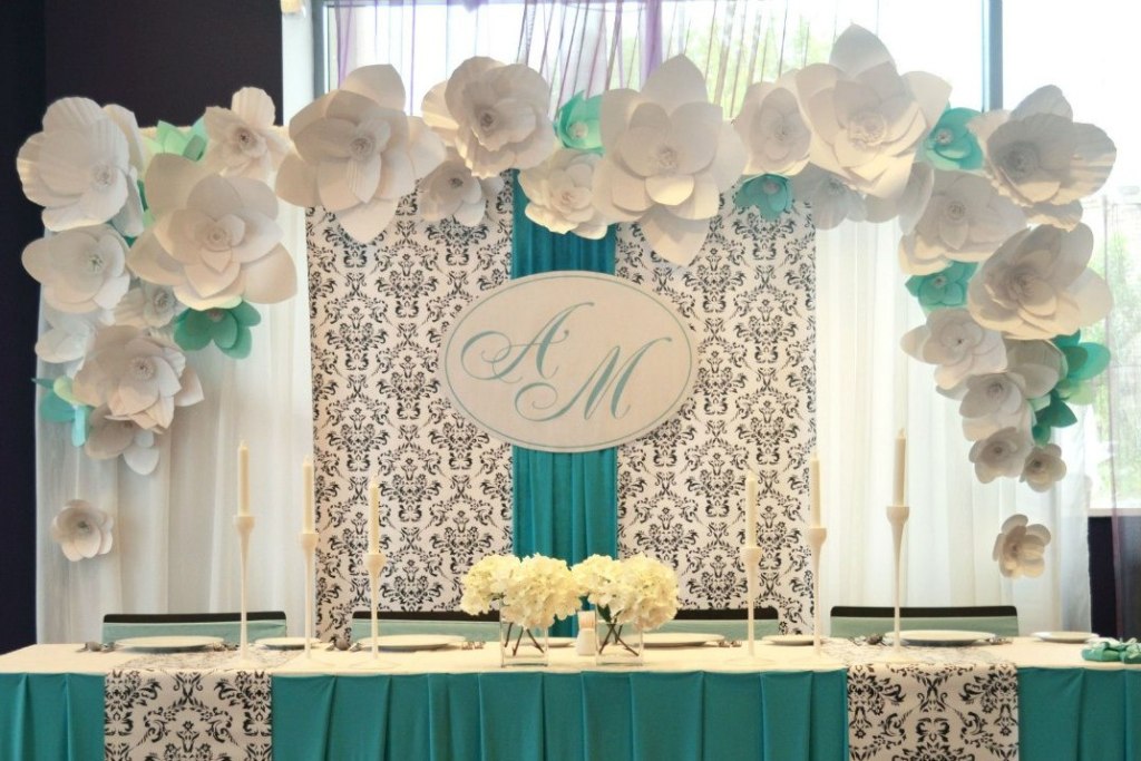 initials of the names of the bride and groom will fit beautifully in the background