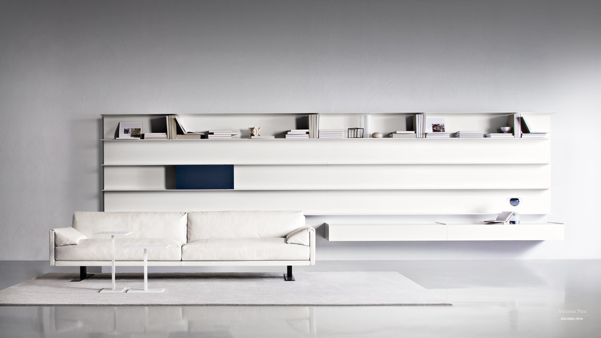 White modular system for a spacious living room