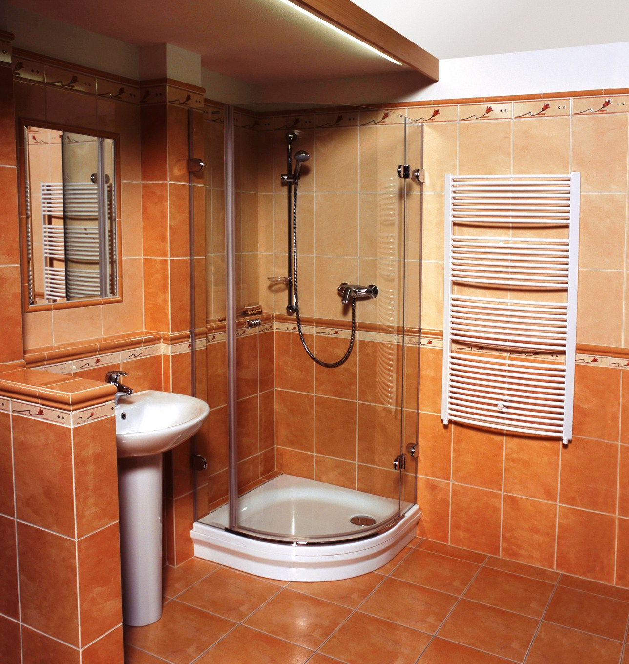 Madingas vonios kambario dizainas su integruotu dušu