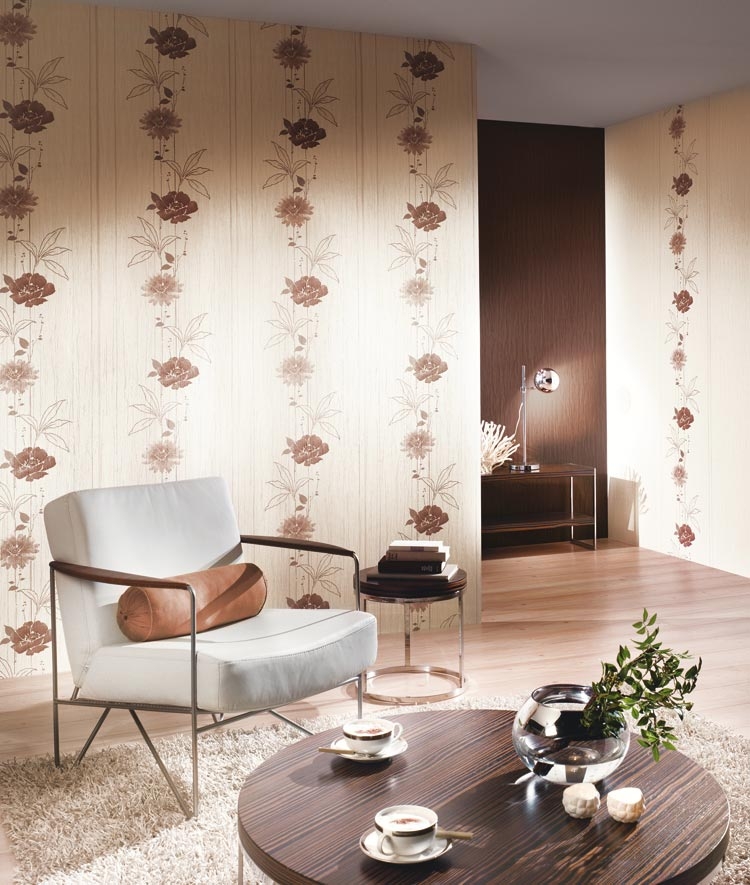 Beautiful Erisman wallpaper in warm brown tones for the living room and hall