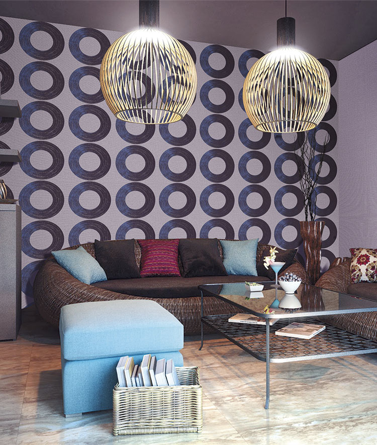Erisman wallpaper for a simple living room in dark color