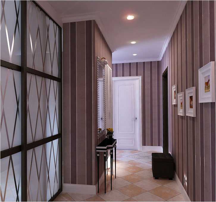 Options for combining wallpaper in the hallway with bright doors