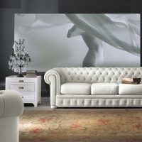 balts dīvāns dzīvojamās istabas attēla stilā