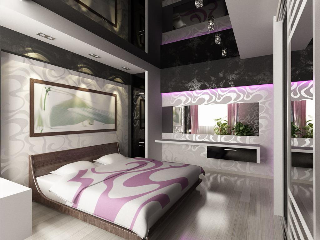 bellissimo soffitto nero nel design della camera da letto