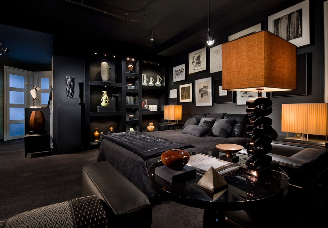 plafond en bois noir dans le style de l'appartement