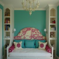 elegant tiffany color in the bedroom interior photo