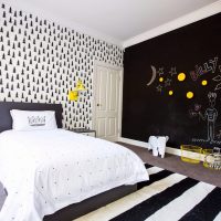 bellissimo interno camera da letto in foto a colori nero