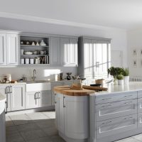 beautiful style of white kitchen with a shade of gray picture