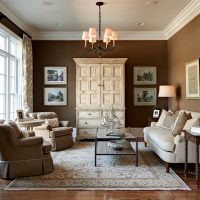 beautiful living room style in chocolate color photo