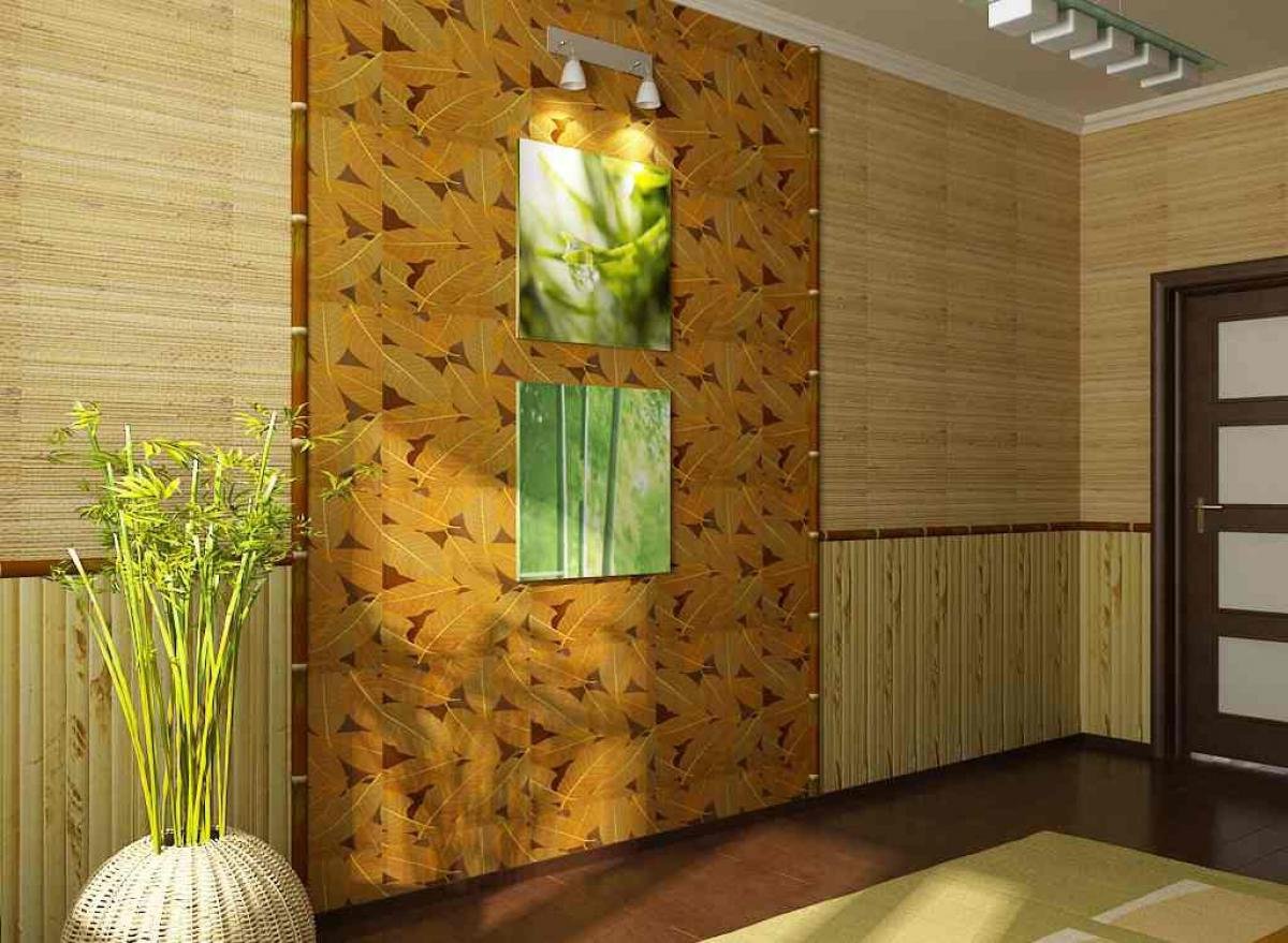 papier peint en bambou style couloir