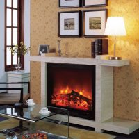 mounted electric fireplace in the house photo