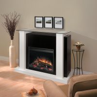 built-in electric fireplace in the hall photo