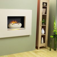 mounted electric fireplace in the hall picture