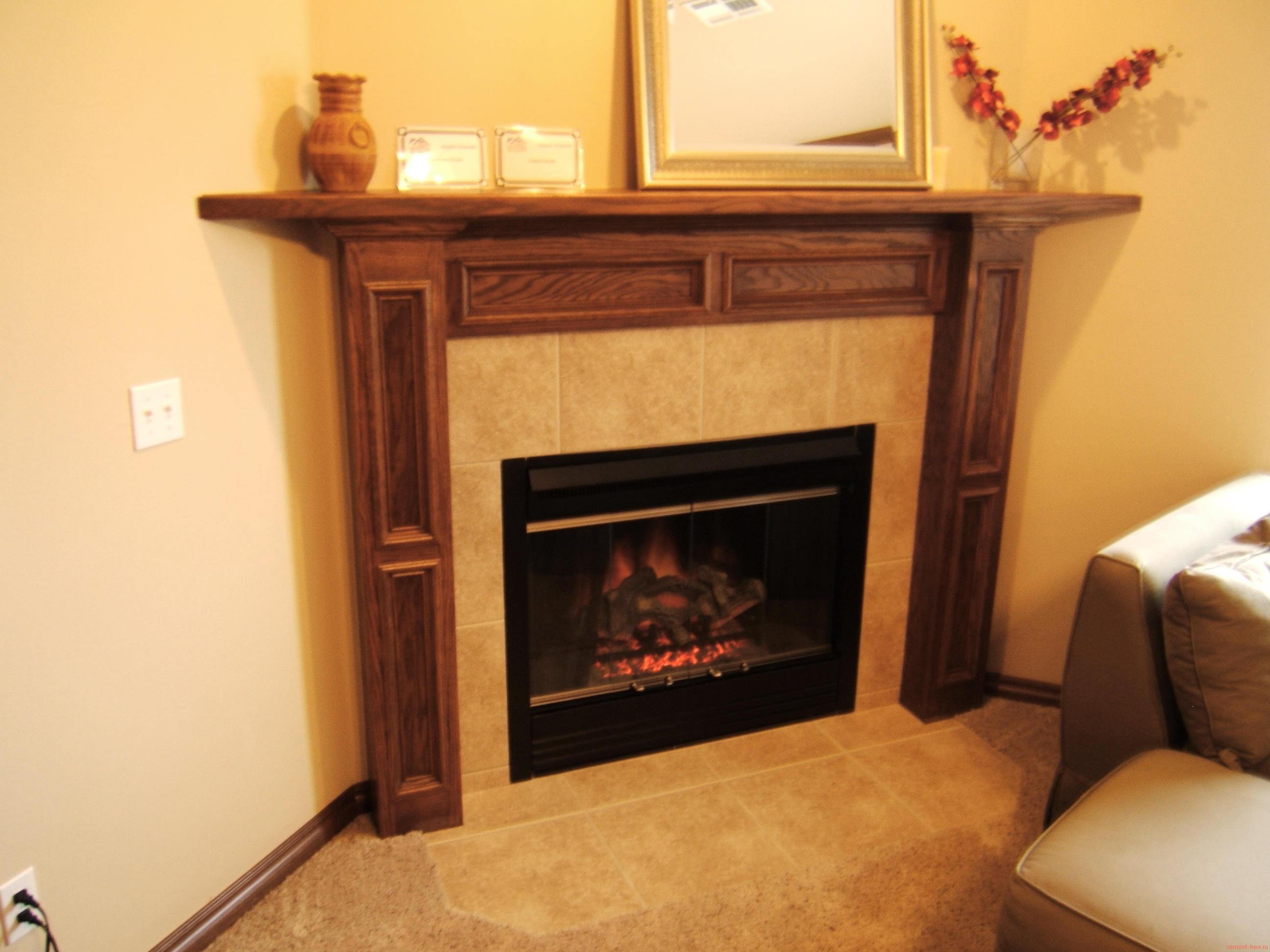 hinged electric fireplace in the living room