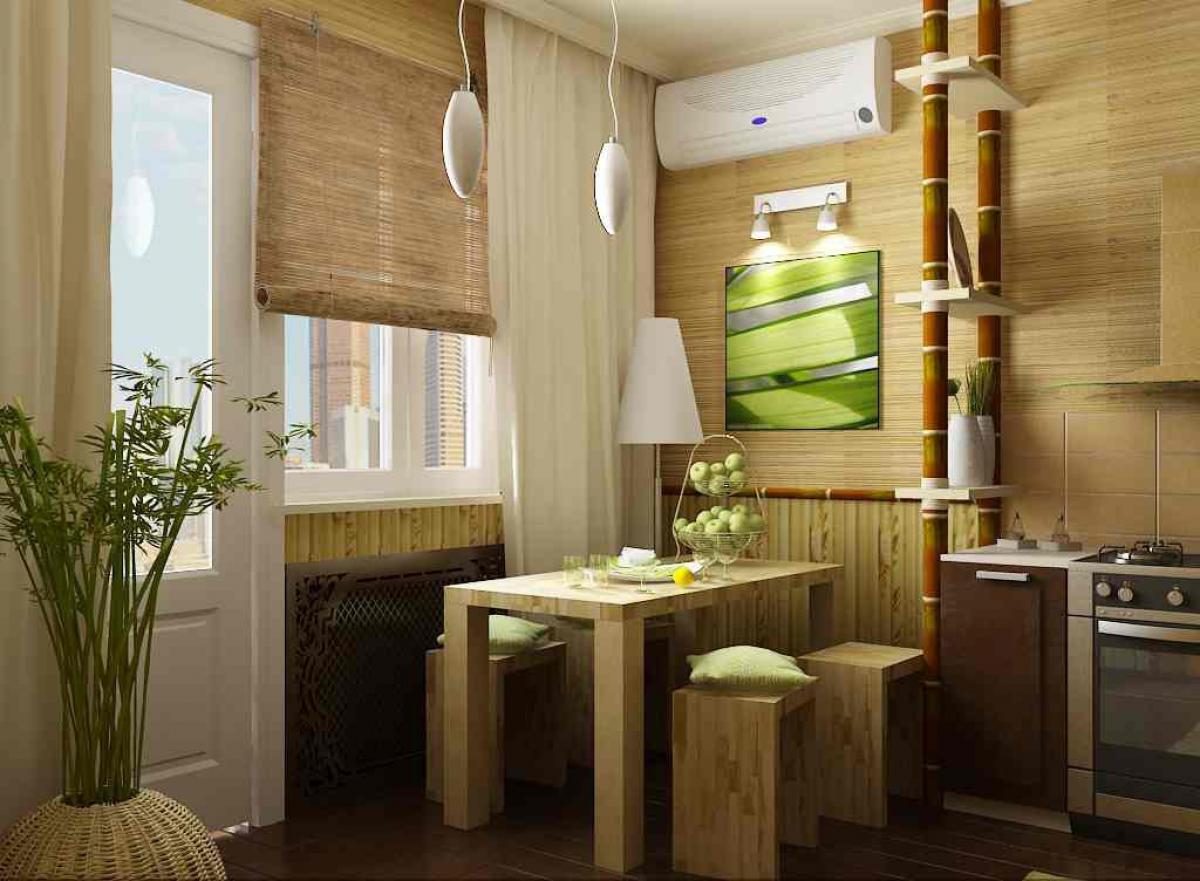 meubles en bambou dans la conception de la cuisine