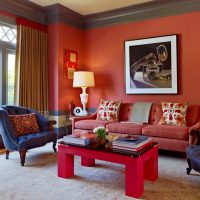 bel colore terracotta nel design dell'immagine del soggiorno