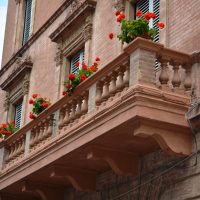 bright flowers on the balcony on the lintels interior picture