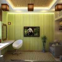 papier peint avec du bambou à l'intérieur de la chambre