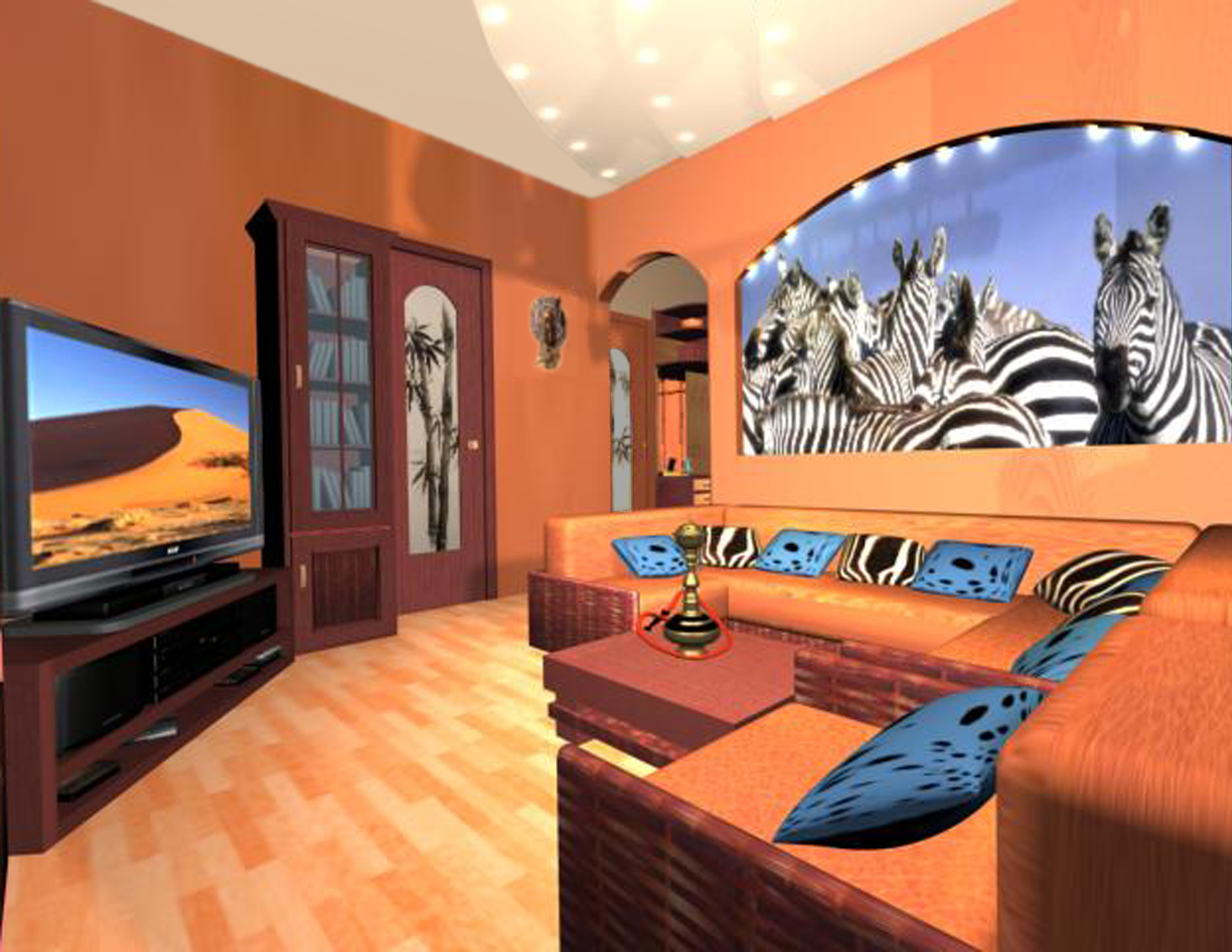 intérieur lumineux dans un appartement de style africain