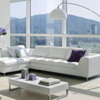 أريكة بيضاء في تصميم صورة الشقة