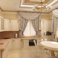 interni chiari della cucina beige in stile provenzale