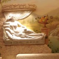 light style bedroom with a bas-relief picture