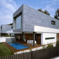 bright design of the house in the architectural style of the photo