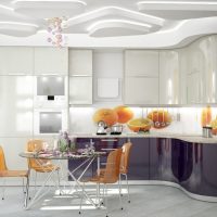 bright design of a white kitchen with a shade of gray picture