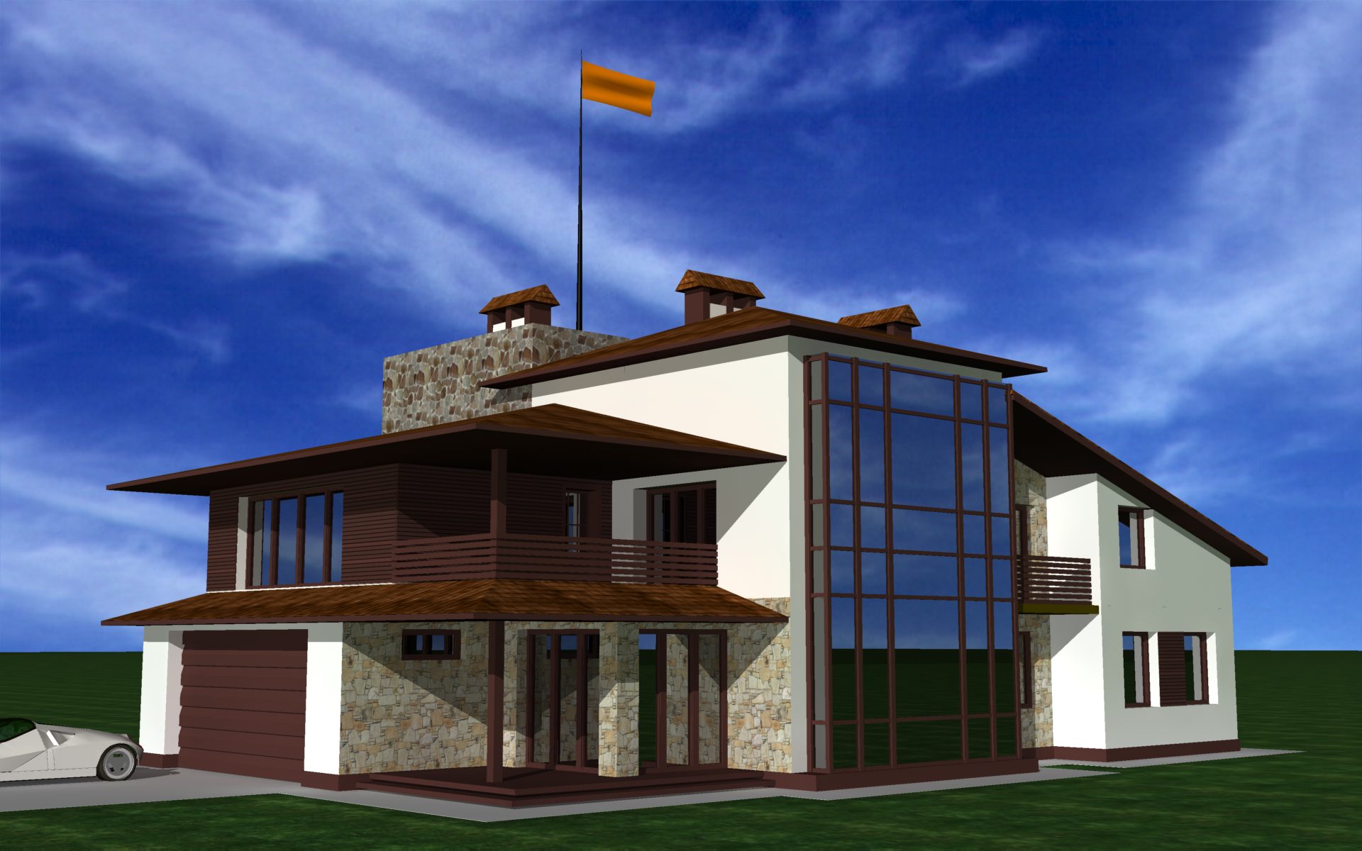 décor lumineux d'une maison de campagne dans un style architectural