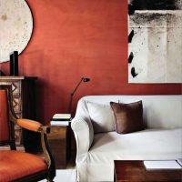 bel colore terracotta nello stile della foto del soggiorno