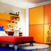 colore terracotta brillante nella foto degli interni della camera da letto