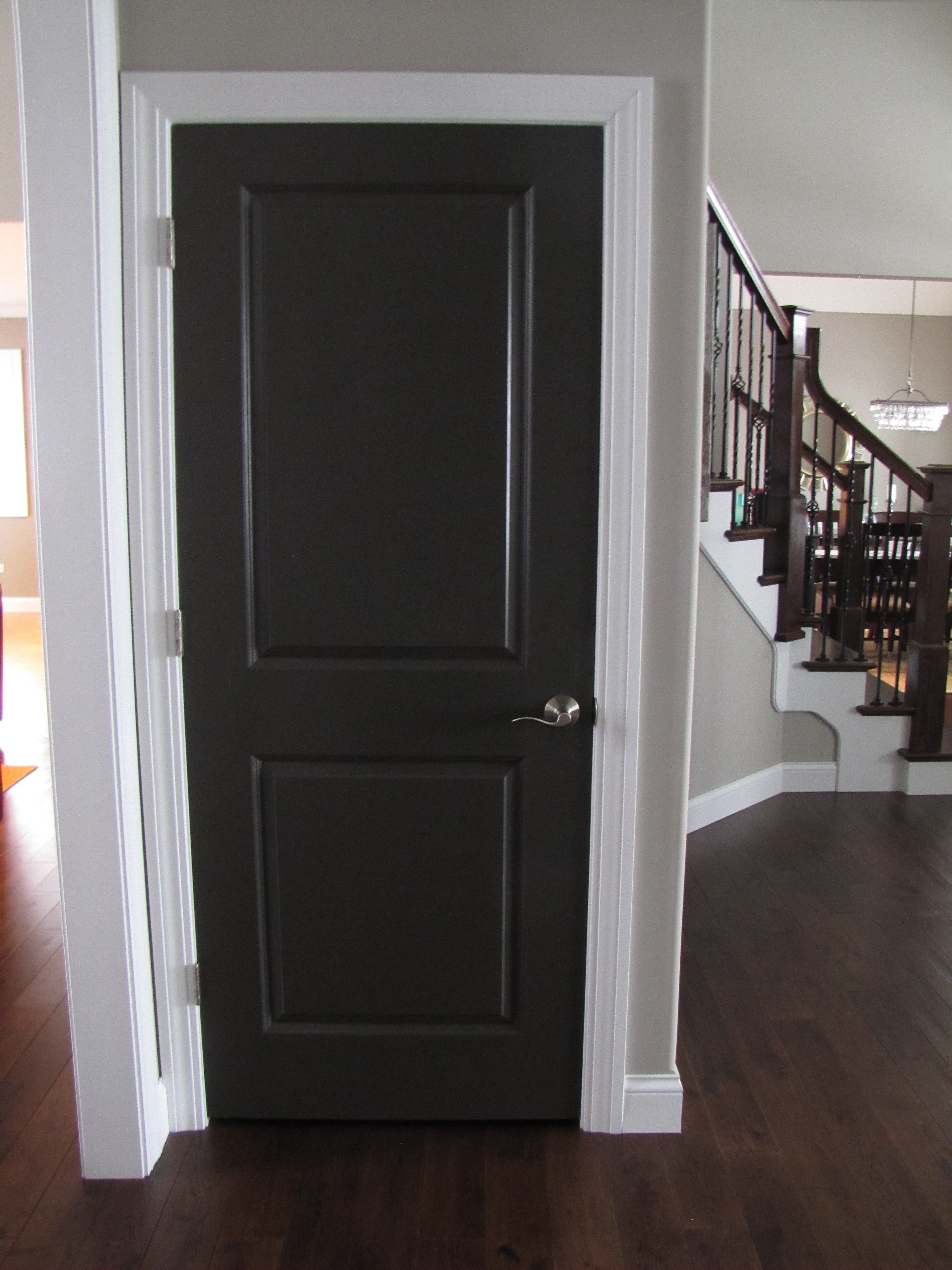 dark doors in mahogany kitchen design