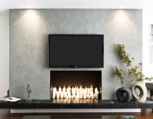 built-in fireplace in the apartment picture
