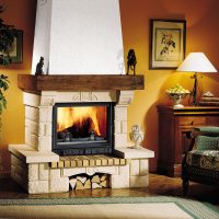 hinged electric fireplace in the living room photo