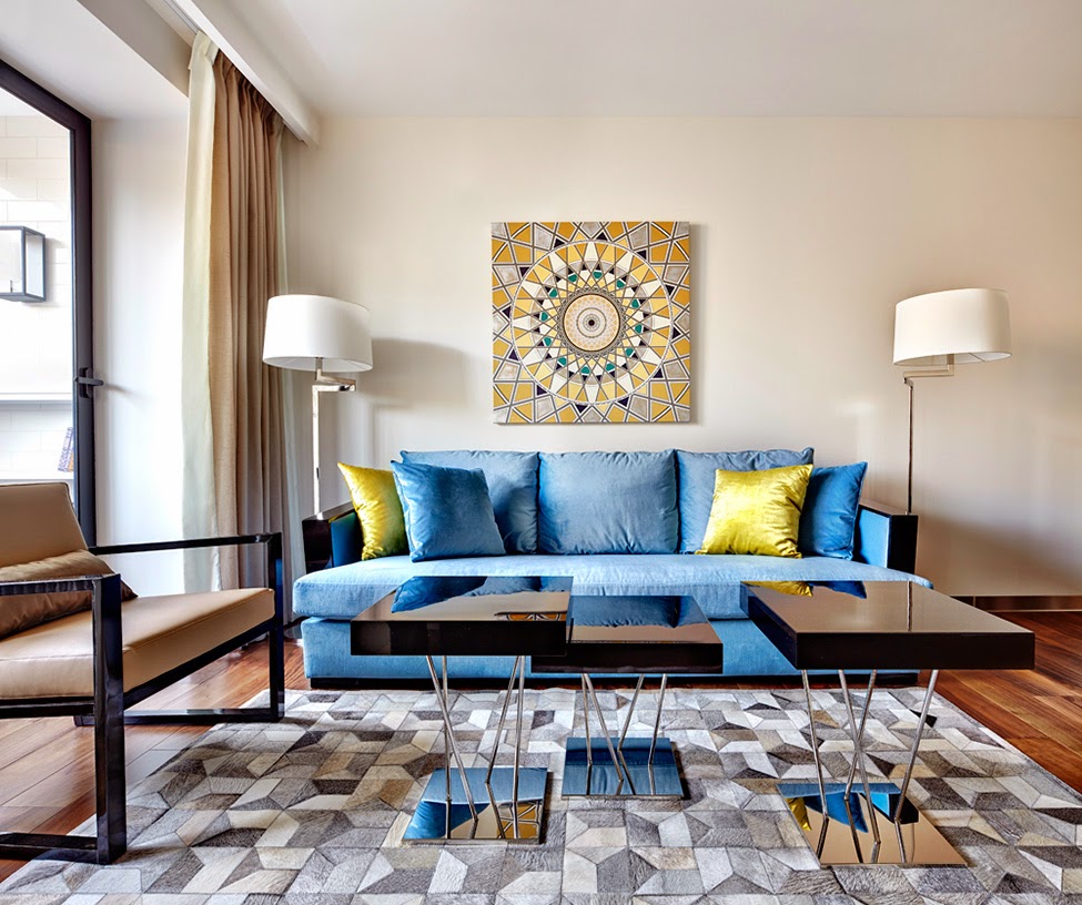 bright art deco living room design
