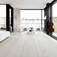 sol blanc lumineux dans la conception de l'appartement photo