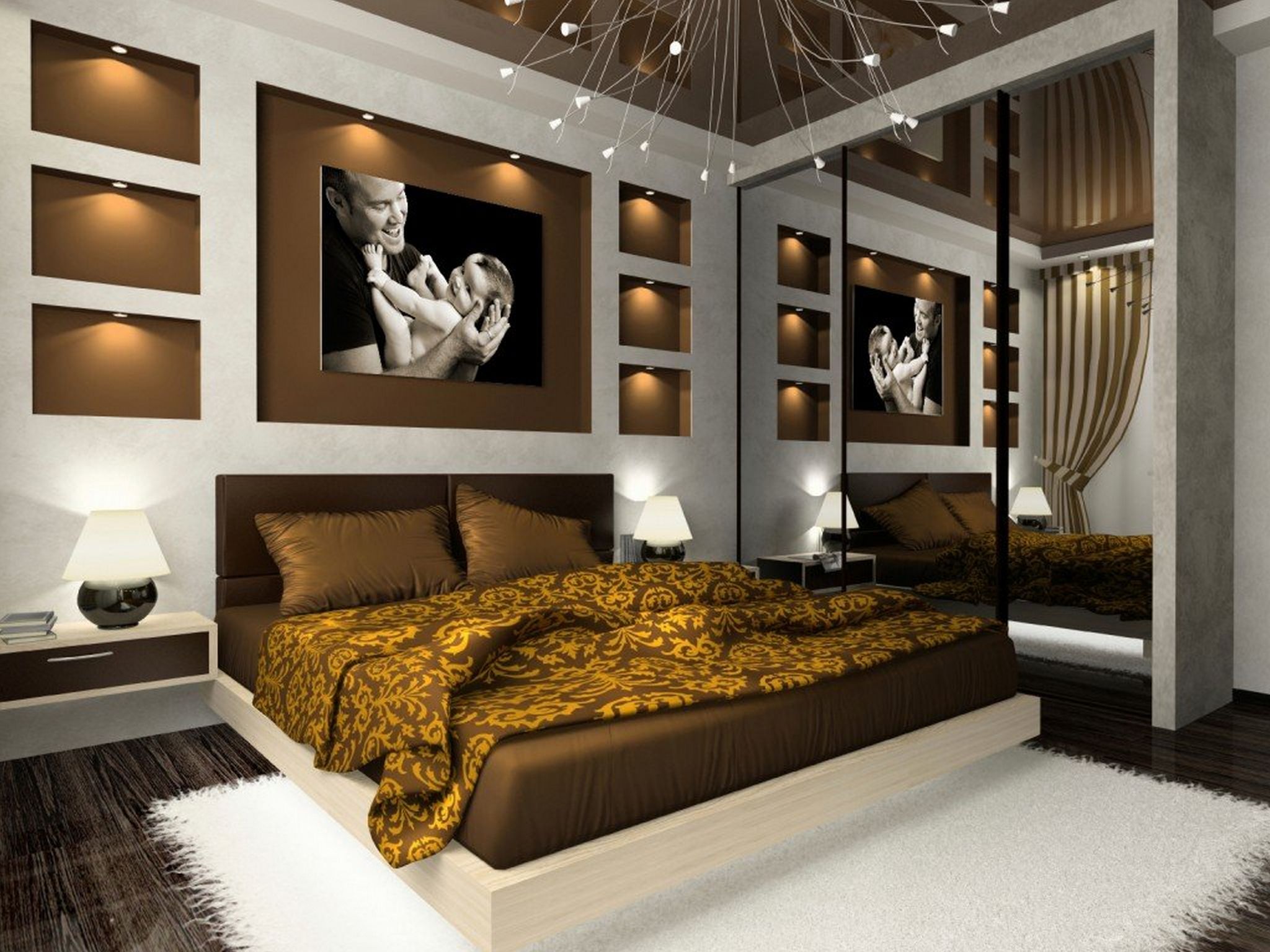 luminoso soggiorno design in color cioccolato