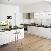 light design of a white kitchen with a touch of beige photo