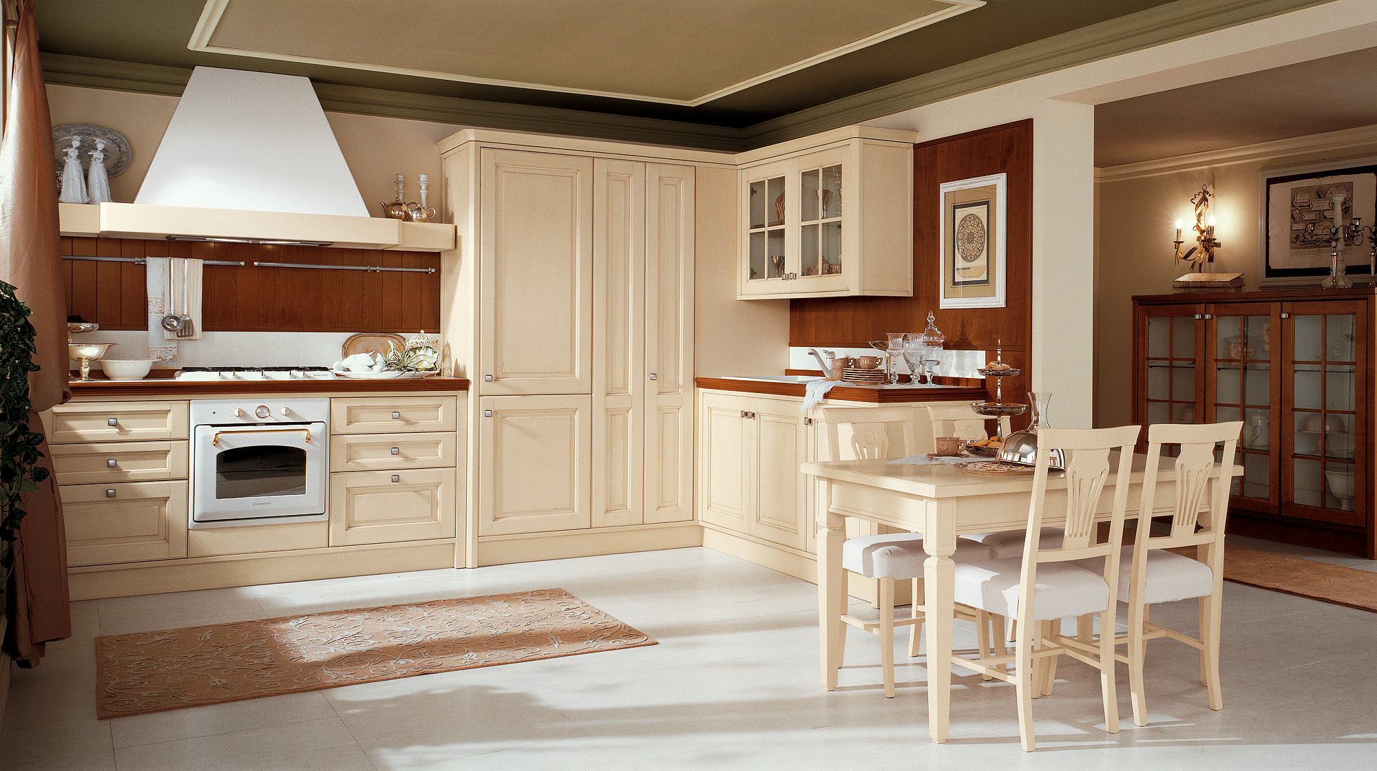 bellissimo design della cucina beige in stile provenzale