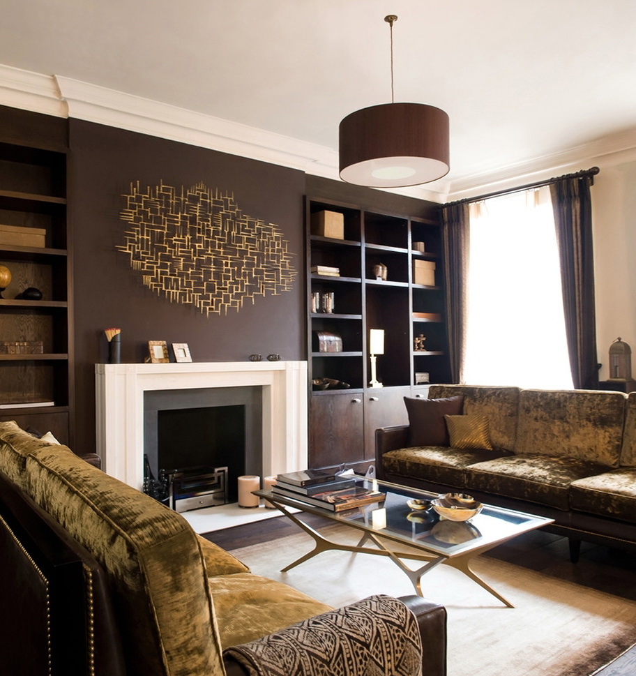 beautiful decor of the living room in chocolate color