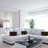murs blancs dans la conception de la chambre à coucher dans le style du minimalisme photo