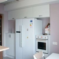 grande frigorifero nel design della cucina in foto a colori beige