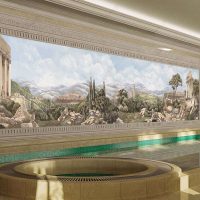 murals in the decor of the kitchen with the image of nature picture