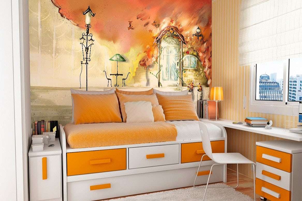 murals in the design of a room with a landscape