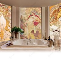 murals in the style of the living room with the image of nature photo