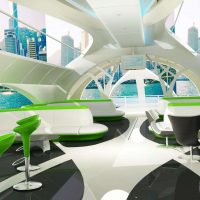 futurisme à l'intérieur du couloir en photo couleur claire