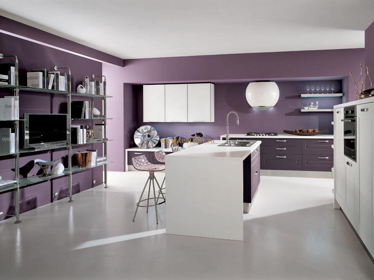 cucina in stile moderno in viola