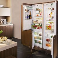 grande frigorifero all'interno della cucina in foto a colori multicolore