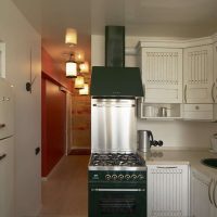 un piccolo frigorifero nello stile della cucina in foto a colori bianco